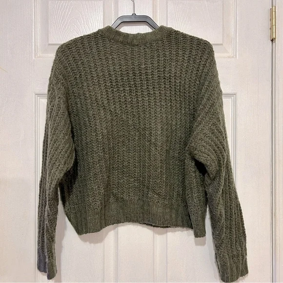 American Eagle Chunky Sweater Women’s Size Small Green Olive Oversized - Picture 2 of 6